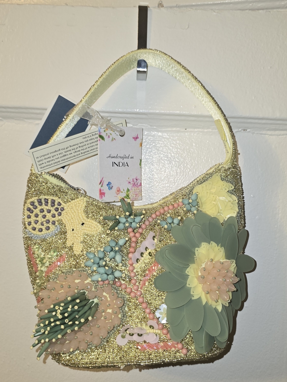 Marshalls Gold Floral Embellished Shoulder Bag